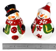 Vintage Ceramic Christmas Snowmen 3&quot; Salt &amp; Pepper Shakers (Set 2) - $12.18