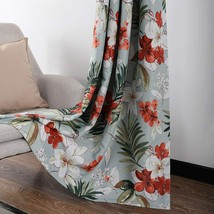 Leeva Room Darkening Curtains for Bedroom, Spring Flowers and Leaves Print NEW - £34.99 GBP