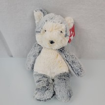 Small Sweet and Softer Wolf Stuffed Animal by Aurora Beanbag Husky Dog NEW 9&quot; - £35.22 GBP