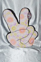 Pink, Yellow &amp; Purple Floral Peace Sign Hand Pillow - $16.82