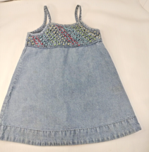 Old Navy Girl's Denim Dress Fit Flare Embroider On Top Part 18/24M  100% Cotton  - £7.89 GBP