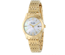 NEW* Pulsar Womens PH7232 Mother Of Pearl Date Gold Tone Wrist Watch MSR... - $56.25