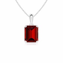 ANGARA Lab-Grown Emerald-Cut Ruby Solitaire Pendant in 14K Gold (10x8mm,4 Ct) - £1,272.27 GBP