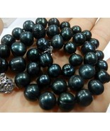 NEW GENUINE 8-9MM BLACK NATURAL TAHITIAN PEARL NECKLACE 18" - £20.97 GBP