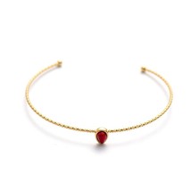 Wild &amp; Free Bohemian Stainless Steel Gold Bangles For Women Water Drop Stone Ope - £9.86 GBP