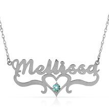 Royal Font Genuine Gemstone Ornate Design 14k Solid Gold Custom Name Nec... - $8,269.38 MXN