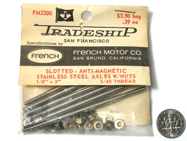 10pc Tradeship Slot Car Stainless Steel Axle 1/8&quot;x3&quot; 5/40 Thread FM2300 French - £35.87 GBP