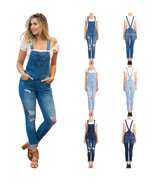 Womens Juniors Distressed Denim Stretchy Overalls Pants - $39.23 CAD