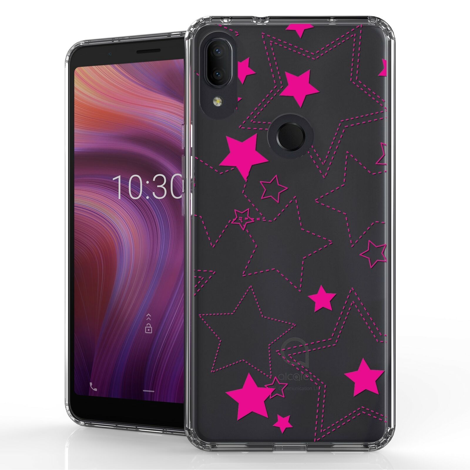 Primary image for For Alcatel 3V (2019)6.7" Hybrid Bumper Shockproof Case Pink Stars