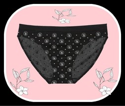 L  NOIR Dark Black VS LOGO White Dot Seamless Victorias Secret Bikini Pantie - £8.75 GBP