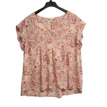 Cynthia Rowley Blouse Womens 3x Flutter Sleeve Paisley Print Popover Top - £11.82 GBP