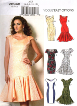 Vogue Options V8948 Misses 4 to 12 Lined Princess Seam Dress Sewing Pattern - $18.52