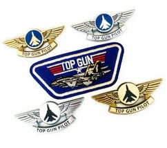 Top Gun Maverick Pilot Costume Patch &amp; Wings Pins - £15.50 GBP