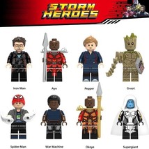 8pcs Marvel Avengers Endgame Minifigures Supergiant Spiderman Tony Stark Pepper  - £13.62 GBP