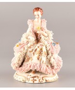 *Vintage German Dresden Porcelain Lace Figurine Lady Sitting In Chair - $2,244.56 MXN