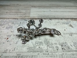 Vintage Silver Tone Floral Vines Branches Rhinestone Brooch Pin 1 3/4&quot; A... - £9.99 GBP