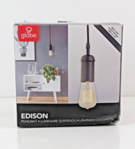 Globe Electric 1-Light Vintage Edison Matte Black Mini Pendant with Fabric Cord - £10.11 GBP