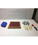 VINTAGE Set of 2 TRAVEL Games MAGNET Chess CHECKERS Swipe CARD Game CASES - £23.64 GBP