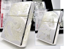 Dragon &amp; Phoenix 3 Sides Gold Engraved ZIPPO 2021 MIB Rare - £72.72 GBP