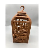 Vintage Cast Iron Forest Scene Garden Lantern with Pine Trees and Bears,... - £60.72 GBP