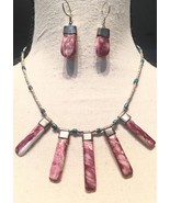 Handmade Peruvian 925 Sterling Silver Necklace &amp; Earring Set Dark Lilac ... - $105.61 CAD