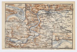 1910 Antique Map Of Vicinity Of Regensburg Kelheim Donaustauf / Bavaria Germany - £17.11 GBP