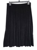Chicos Travelers Skirt Size 2 Black Slinky Stretch Elastic Waist Pull On Acetate - £27.51 GBP
