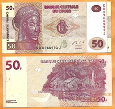 CONGO DR 2013 UNC 50 Francs  Banknote Paper Money Bill P- 97-NEW - £0.79 GBP