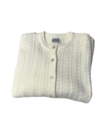 Vintage 70s Cuddle Cardigan Sweater Off White Sz L Granny Braided Knit P... - €15,33 EUR