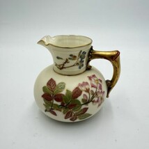 Antique Royal Worcester Porcelain Pitcher Hand Painted Floral #1376 Engl... - $85.50