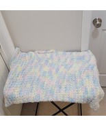 Vintage Handmade Crochet Baby Afghan Crib Blanket Soft Pastel Colors 46&quot;... - €17,16 EUR