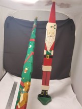 Tall Red White &amp; Green Painted Wood Santa Claus 23.5&quot; &amp; Christmas Tree 2... - £16.63 GBP