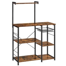 Baker&#39;S Rack, Microwave Stand With Wire Basket, 6 Hooks, And Shelves, Fo... - $152.99