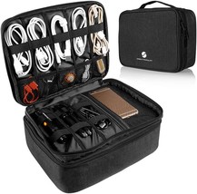 Travel Electronics Organizer, Waterproof Cable Organizer Bag For, Black. - £31.22 GBP