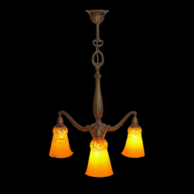 Art Deco Ceiling Light André Delatte Nancy 1920 Sign Ceiling Hanging Lamp - $874.92