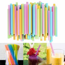 144 Ct Jumbo Straws Extra Wide Neon Multi Color 9&quot; Smoothie Milkshake Disposable - £21.67 GBP