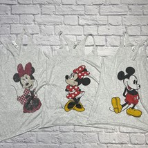 Lot of 3 Womens Disney Tank Tops Mickey Minnie Mouse Size L Gray Racerback  - £31.60 GBP