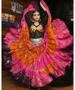 SUPER PEACOCK PINKS AND PURPLE ATS TRIBAL BELLYDANCE  GYPSY SKIRT 25 YARDS 36" - $3,098.31 MXN