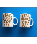 &quot;Set of 2&quot; STARBUCKS Coffee 2015 Gold &amp; White Mug 12 Oz. Spell Out Text ... - $631.97 MXN