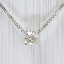 Round Diamond Solitaire Pendant Necklace 14K White Gold 0.40 TCW Treated F/VS2 - £661.51 GBP