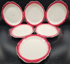 6 Syracuse China Red Scalloped Oval Serving Platters Set Vintage Restaur... - £68.63 GBP