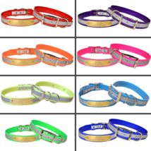 Warner Reflective Dayglo Small Dog Collar (3/4&quot; Width) Free Brass ID Tag USA - £11.95 GBP