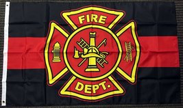 3x5 Red and Black Fire Department Polyester Flag Firefighter Outdoor Banner New - £3.82 GBP