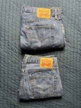 Levi’s 501 Button Fly Straight Leg Denim Jeans Distressed Lot X2 34x30 - $39.60