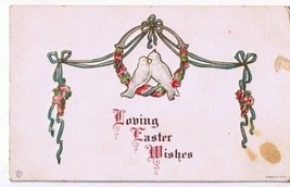 Easter Postcard Love Birds Floral Garland Pitts c1910 - $2.08