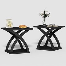 End Side Table Set Of 2, Modern End Table With Storage Shelf, X-Design S... - £203.06 GBP