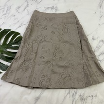 Ailleurs Womens Wrap Skirt Size 10 Taupe Gray Embroidered Floral A-Line - $26.72