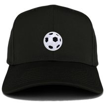 Trendy Apparel Shop Soccer Ball Patch Structured Soccer Ball Cap - Black - £14.15 GBP