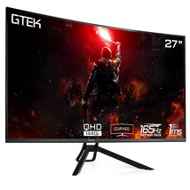165Hz 2K Gaming Monitor, 27 Inch Frameless Display Qhd 2560 X 1440P, Curved 1800 - £268.60 GBP