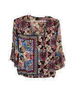 Rafaella Womens Shirt Size XL Ruffle Sleeve Red Blue Paisley Cami NEW - £15.24 GBP